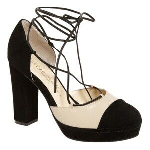 Bettye Muller Womens Size 8.5 Madison Leather Suede Cap Toe Platform Pump